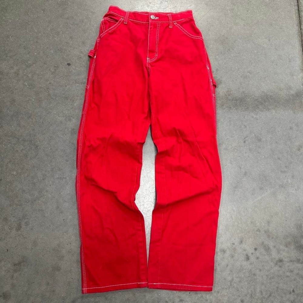 *SOLD* Dickies Womens red baggy straight leg carpenter pants Size 26x30